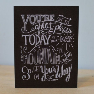 Dr Suess Quote Card Chalkboard Card Chalk Art by Sugarbirdprints, $3 ...