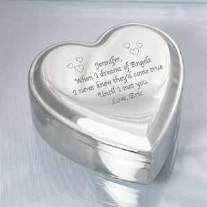 Engraved Silver Heart Jewelry Box