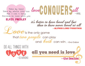 Quotations and Word Art for Scrapbooking Love and Valentine’s Day