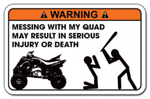 Details about Funny Warning Decal Sticker Yamaha Raptor, Honda, Can-AM ...