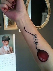 Balloon Tattoo With Quote Red balloon let it go forearm
