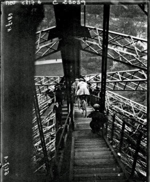 Cycling down the Eiffel Tower, 1923