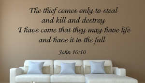 John 10:10 The thief comes...#2 Christian Wall Decal Quotes