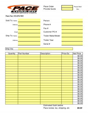 Price Quote Template for Parts - Excel by jdv16522