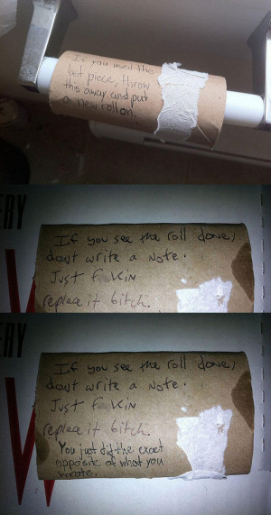 funny roommate note TP roll