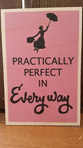 MARY POPPINS PRACTICALLY PERFECT WOODEN POSTCARD QUOTE