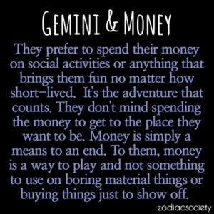 Zodiac Society - Gemini and Money | via Tumblr