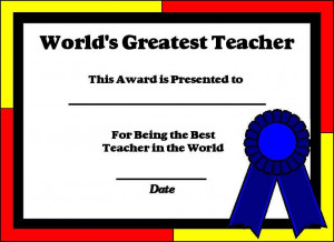 Best Teacher Ever Award Certificate