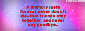 memory lasts forever.never does it die..true friends stay together ...