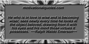 He who is in love is wise and is becoming wiser, sees newly every time ...