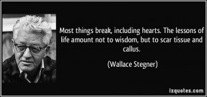 ... amount not to wisdom, but to scar tissue and callus. - Wallace Stegner