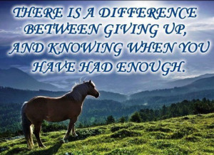 ... difference between giving up, and knowing when you have had enough