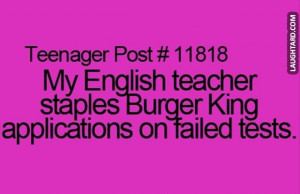 English Teacher Funny Quotes My English teacher staples