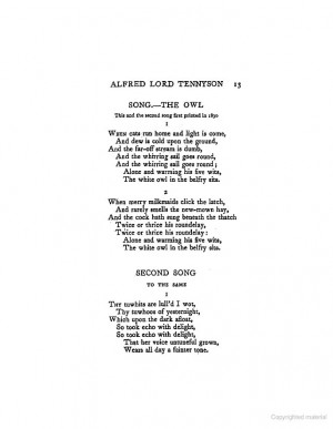 Alfred Lord Tennyson: The Owl (poetry)