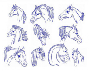Horses Instant Download Machine Emb roidery Designs Horse Heads Set of ...