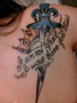 Joan of Arc quote and crest componets tattoo