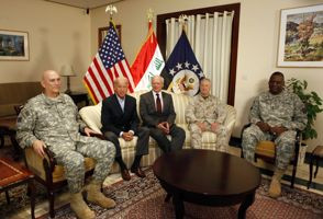 on Monday, Aug. 30, 2010, with (from left) Gen. Raymond T. Odierno ...