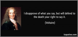 ... you say, but will defend to the death your right to say it. - Voltaire