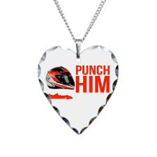 punch him in the face Necklace Heart Charm for