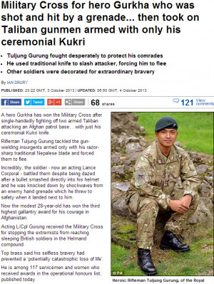 UK GURKHA SOLDIER RECEIVES THE MILITARY CROSS FOR GALLANTRY ON THE ...