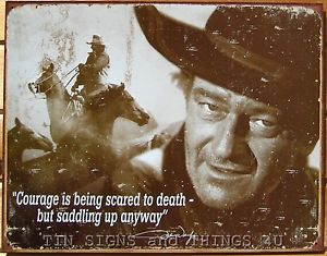 ... quote-Courage-TIN-SIGN-vtg-metal-wall-decor-western-horse-cowboy-1429