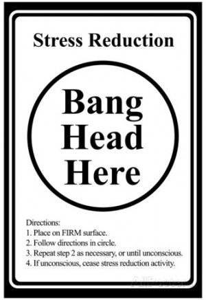 Stress Reduction Bang Head Here Art Poster Print Poster
