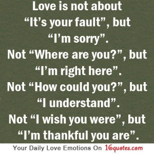 Love is not about “It’s your fault”