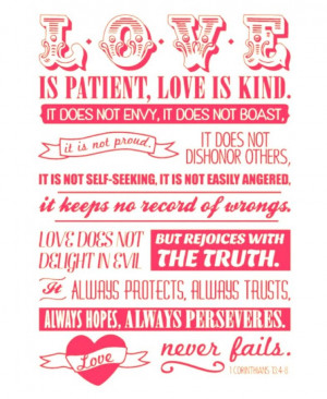 comments on “ Love is patient. Love is kind. 1 Corinthians 13 ”