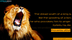 ... Of A Lion He Who Provokes Him To Anger Forfits His Life - Bible Quote