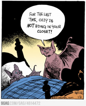 funny bat cartoon ozzy is not in your closet cartoon comic