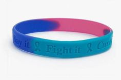 Adult Cancer Awareness Wristband-Thyroid Cancer(Teal/Blue/Pink) More