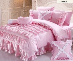 Set,Beautiful Pink Princess Bedding Set,Luxury Pink Ruffle Bedding Set ...