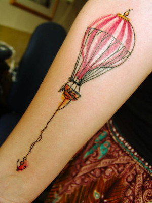 awesome tattoo picture - Hot Air Balloon and anchor watercolor tattoo