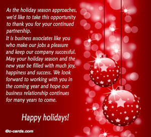 ... your business partners a word of appreciation this holiday season