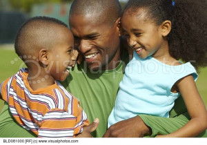 Father Hugging Children