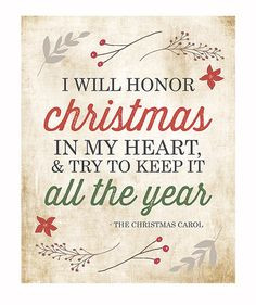 Typography Print / I Will Honor Christmas Charles Dickens Christmas ...
