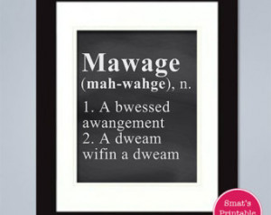 ... 11x14 - Mawage Print Chalkboard Printable - Humor Quote - Wedding Gift