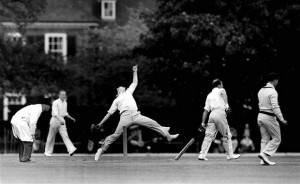 At full pelt: Fred Trueman, a former Yorkshire great, demonstrates his ...