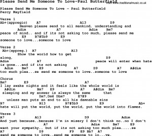 ... Send Me Someone To Love Paul Butterfield Chords Tab Lyrics picture