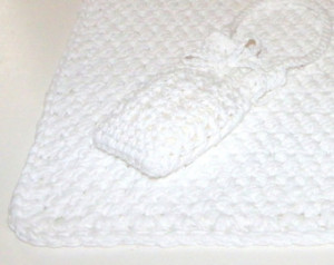 ... Soap Saver Sack GWP, Handmade Crocheted Spa Collection Bath Rug Gift