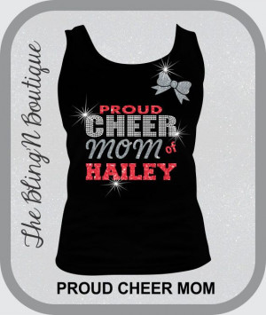Proud Cheer Mom Bling and Glitter Tank Top Top, Mom Cheer Bling Shirts ...