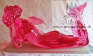 art sculpture water feature pink ice angel by jane robbins