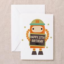 Happy 27th Birthday retro robot Greeting Cards for