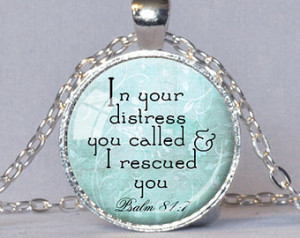 ... Gift for Christian Bible Verse Necklace Psalm 81:7 Spiritual Quote