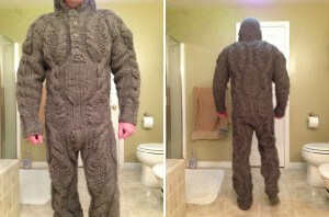 Full body knitted suit for those harsh winter mornings.