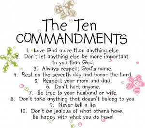 Ten Commandments for Kids Christian Wall Quotes