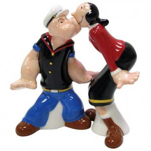 Popeye And Olive Oyl Kissing Salt And Pepper Shakers