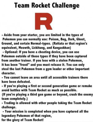 Obviously the rules do not just delve into which Pokemon you can catch ...