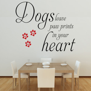 Black and Red Dogs Leave Paw Prints wall decal in a dining room