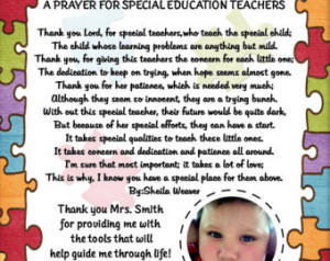 Special Needs T eacher / Therapist Thank You / Appreciation Photo Poem ...